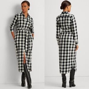 Polo Ralph Lauren Buffalo Check Belted Twill Shirtdress Size 4